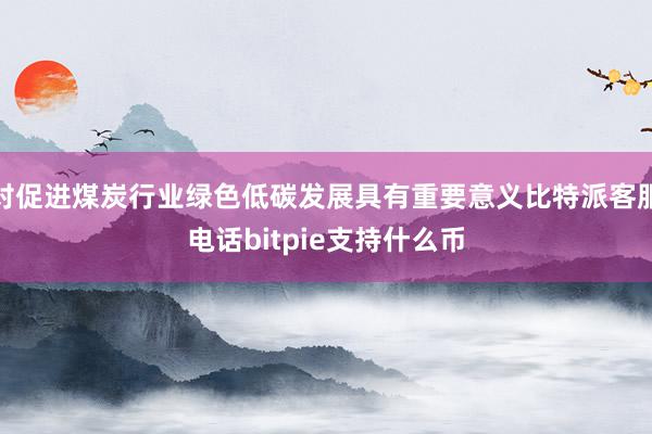 对促进煤炭行业绿色低碳发展具有重要意义比特派客服电话bitpie支持什么币