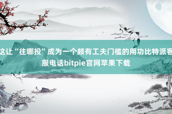 这让“往哪投”成为一个颇有工夫门槛的用功比特派客服电话bitpie官网苹果下载