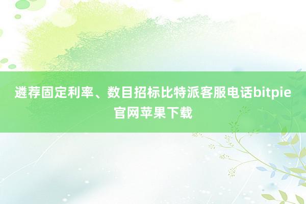 遴荐固定利率、数目招标比特派客服电话bitpie官网苹果下载