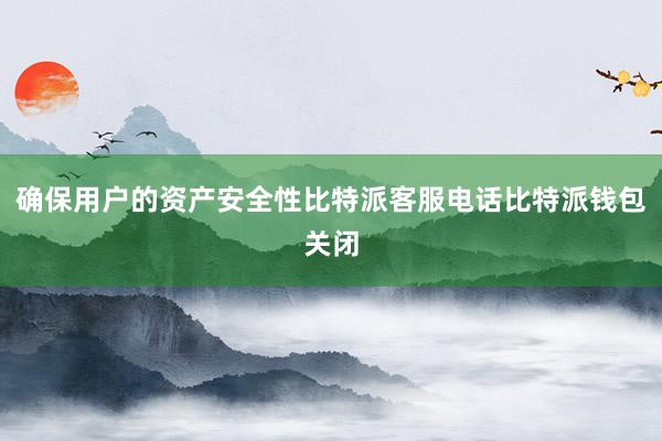 确保用户的资产安全性比特派客服电话比特派钱包关闭