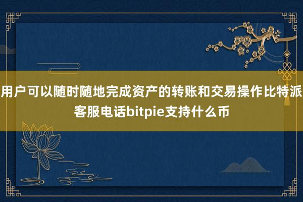 用户可以随时随地完成资产的转账和交易操作比特派客服电话bitpie支持什么币