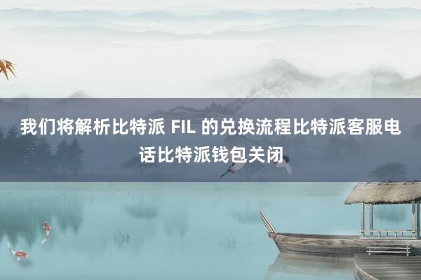 我们将解析比特派 FIL 的兑换流程比特派客服电话比特派钱包关闭