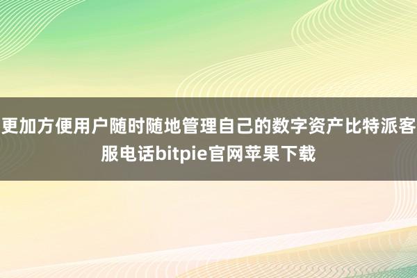 更加方便用户随时随地管理自己的数字资产比特派客服电话bitpie官网苹果下载