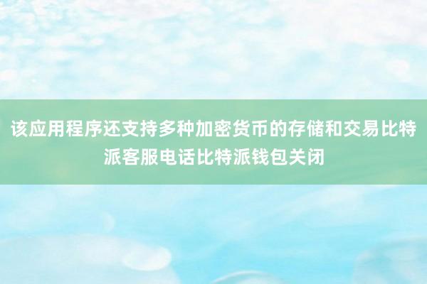 该应用程序还支持多种加密货币的存储和交易比特派客服电话比特派钱包关闭