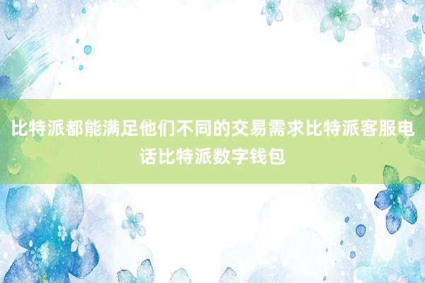 比特派都能满足他们不同的交易需求比特派客服电话比特派数字钱包