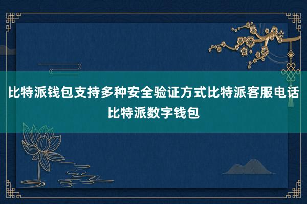 比特派钱包支持多种安全验证方式比特派客服电话比特派数字钱包