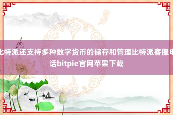 比特派还支持多种数字货币的储存和管理比特派客服电话bitpie官网苹果下载