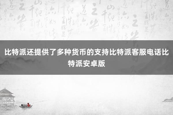 比特派还提供了多种货币的支持比特派客服电话比特派安卓版