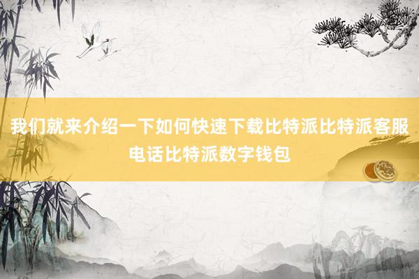 我们就来介绍一下如何快速下载比特派比特派客服电话比特派数字钱包