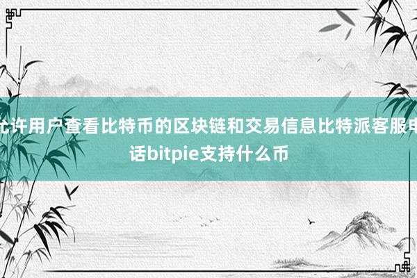 允许用户查看比特币的区块链和交易信息比特派客服电话bitpie支持什么币