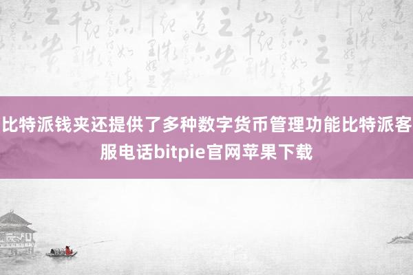 比特派钱夹还提供了多种数字货币管理功能比特派客服电话bitpie官网苹果下载