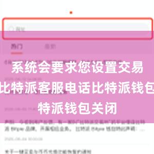 系统会要求您设置交易密码比特派客服电话比特派钱包关闭