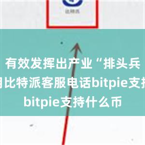 有效发挥出产业“排头兵”的作用比特派客服电话bitpie支持什么币